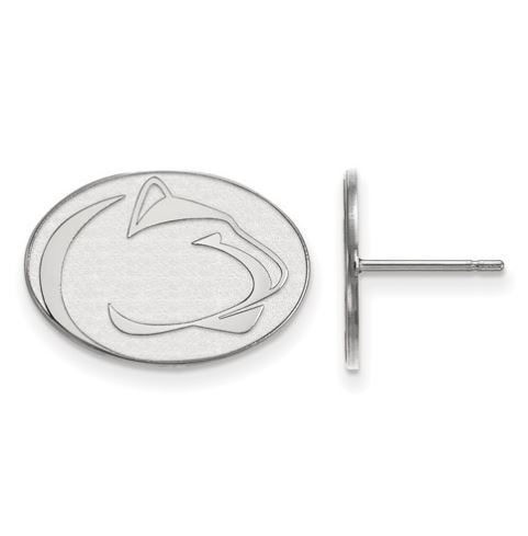 Penn State 10k White Gold Lion Head Stud Earrings Small