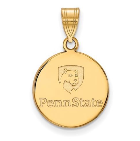 Penn State 10k Yellow Gold Logo Disc Pendant Medium