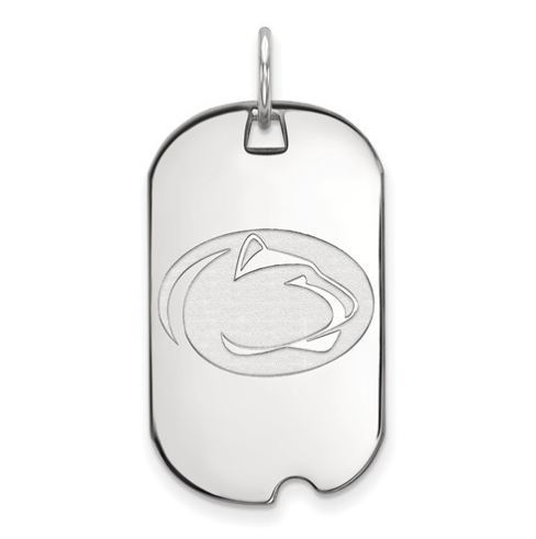 Penn State Sterling Silver Lion Head Dog Tag Small