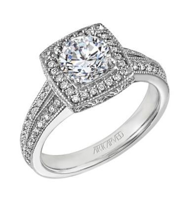 ArtCarved Split Shank Halo Engagement Ring