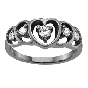 Mothers Ring Style 301 Heart Birthstone Ring with 5 Stones